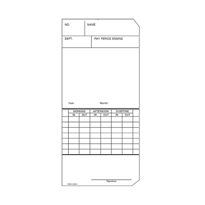 FORM 1950-9259 Time Cards