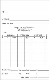 FORM 2786 Time Cards