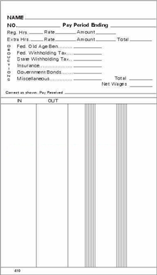FORM 410 Time Cards
