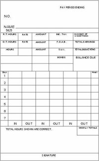 FORM 5625 Time Cards