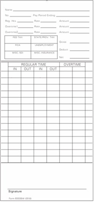 FORM 6000BW Time Cards