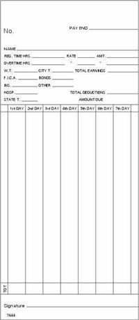FORM 7444 Time Cards