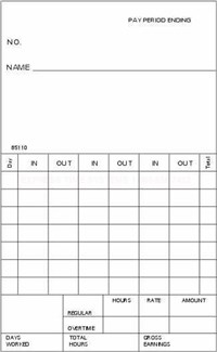 FORM 85110 Time Cards