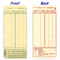 FORM A1181 Time Cards, front and back