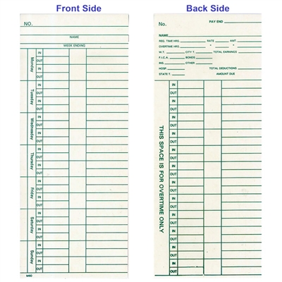 FORM M60 Time Cards