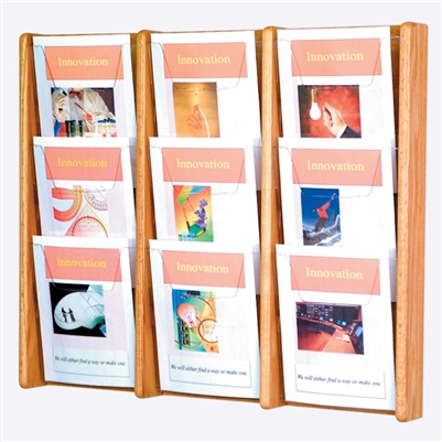 9 Pocket Oak & Acrylic Literature Display, Model ET-AC26-9