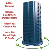 Carousel ID Badge Rack, Patriot Model 170H-DBL-4LS, 200 pocket