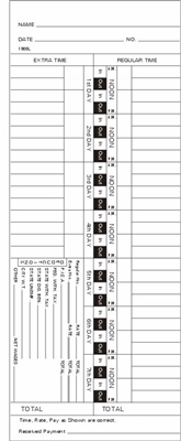 FORM 1900L Time Cards