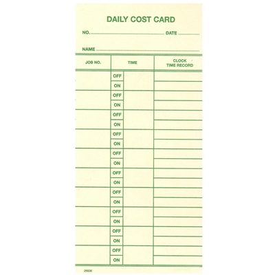 FORM 25530 Time Cards