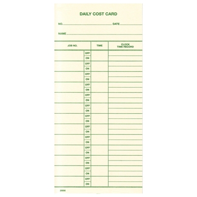 FORM 25550 Time Cards
