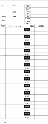 FORM 349 Time Cards