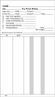 FORM 410-2 Time Cards