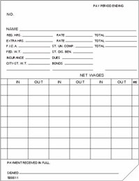 FORM 500011 Time Cards