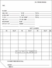 FORM 500013 Time Cards