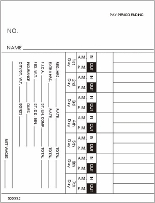 FORM 500332 Time Cards
