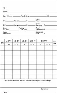 FORM 5009 Time Cards