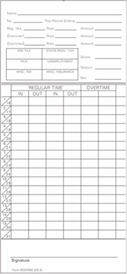 FORM 6000SM Time Cards
