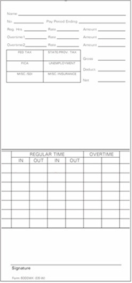 FORM 6000WK Time Cards