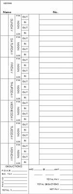 FORM 6209346 Time Cards