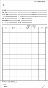 FORM 700031 Time Cards