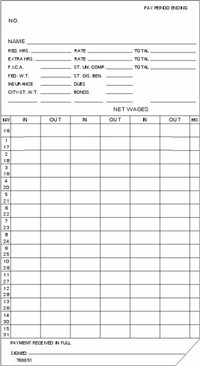 FORM 700051 Time Cards