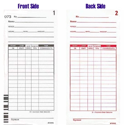FORM 7000E Time Cards