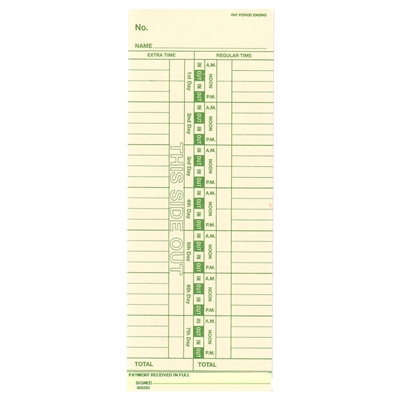 FORM 800292 Time Cards