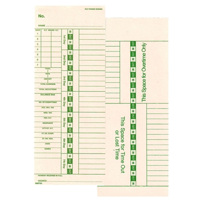 FORM 800762 Time Cards