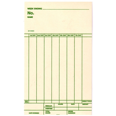FORM 8214004 Time Cards