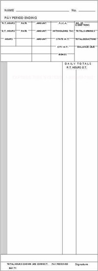 FORM 84171-2 Time Cards