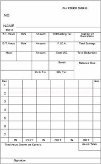 FORM 85111-2 Time Cards