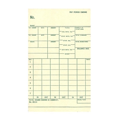FORM 85111 Time Cards