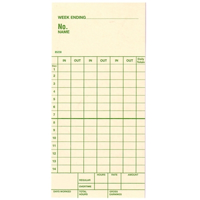 FORM 85230 Time Cards