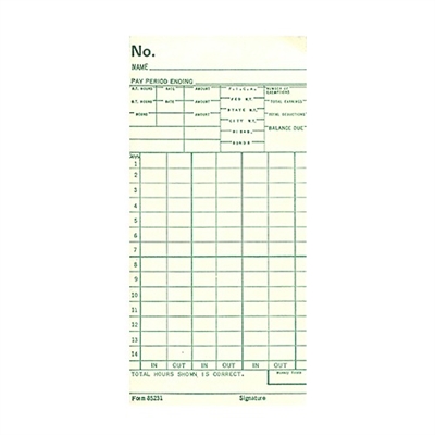 FORM 85231 Time Cards