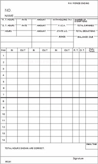 FORM 85241 Time Cards