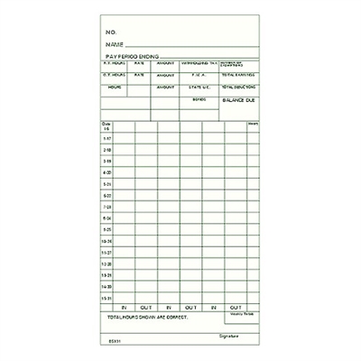 FORM 85331 Time Cards