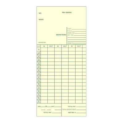FORM AMA5502BX Time Cards