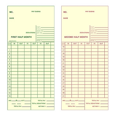 FORM AMA5503BX Time Cards