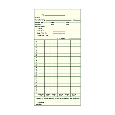 FORM AMA6000 Time Cards