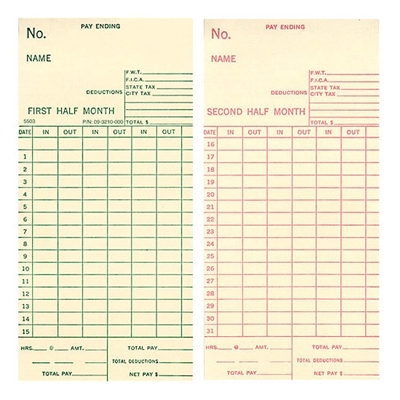 FORM ATR-5503 Time Cards