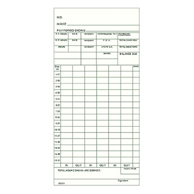 FORM ATR-85331 Time Cards