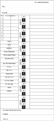 FORM ATR1123-2 Time Cards