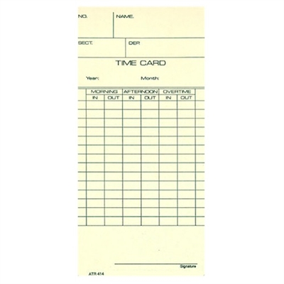 FORM ATR414 Time Cards