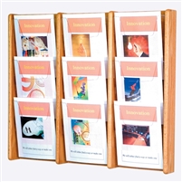 9 Pocket Oak & Acrylic Literature Display, Model ET-AC26-9