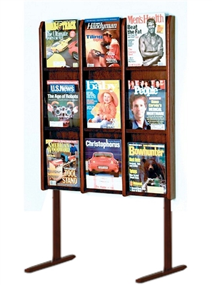 Check Out Magazine Racks Pocket Oak Free Standing Magazine Rack- 800-858-7462
