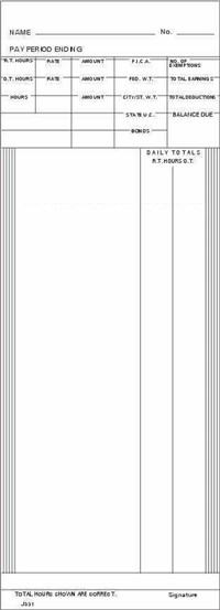 FORM J331 Time Cards