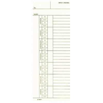 FORM K1400-1 Time Cards
