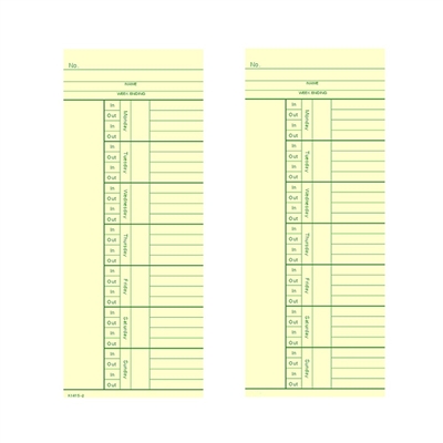 FORM K1415-2 Time Cards