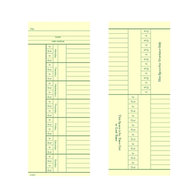FORM K1415 Time Cards