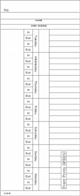 FORM K1418 Time Cards